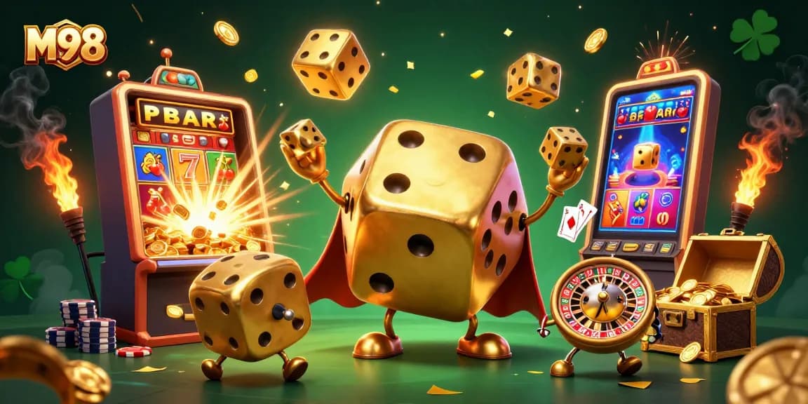 M98 delivers exciting winning bets with a golden dice golem and jackpot slot explosion.