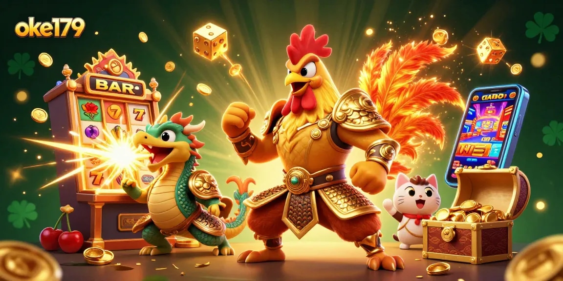 Engage in exciting gameplay with OKE179's immersive casino experience featuring dynamic characters and vibrant casino elements.