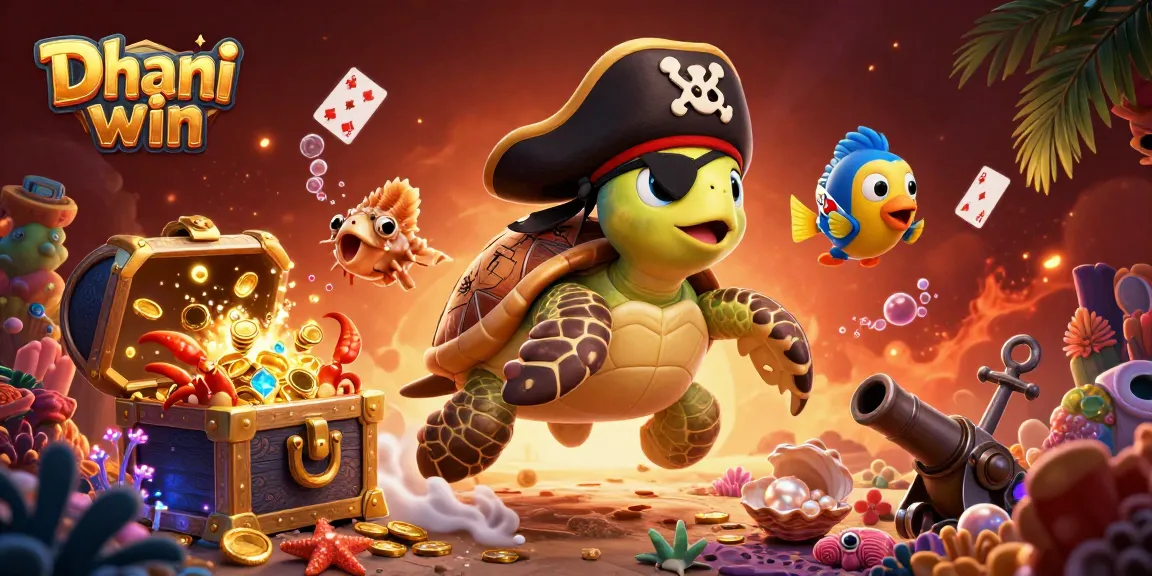 Dhani win players enjoy floating above sunken treasure with cartoon characters amidst glowing underwater gems.