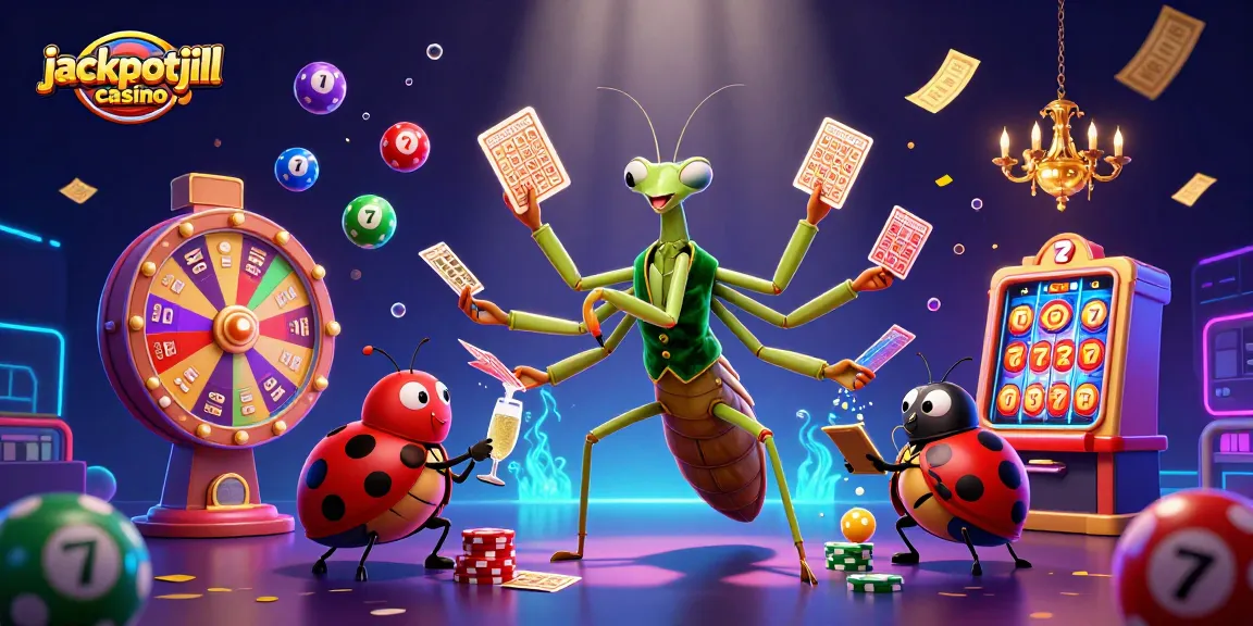 Experience excitement at jackpotjill casino with a vibrant 3D scene of whimsical characters and game elements