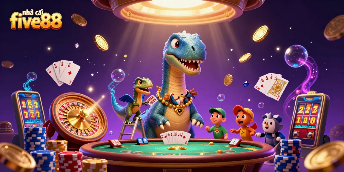 Experience the excitement with nhà cái five88 as the unique characters bring a vibrant casino scene to life.