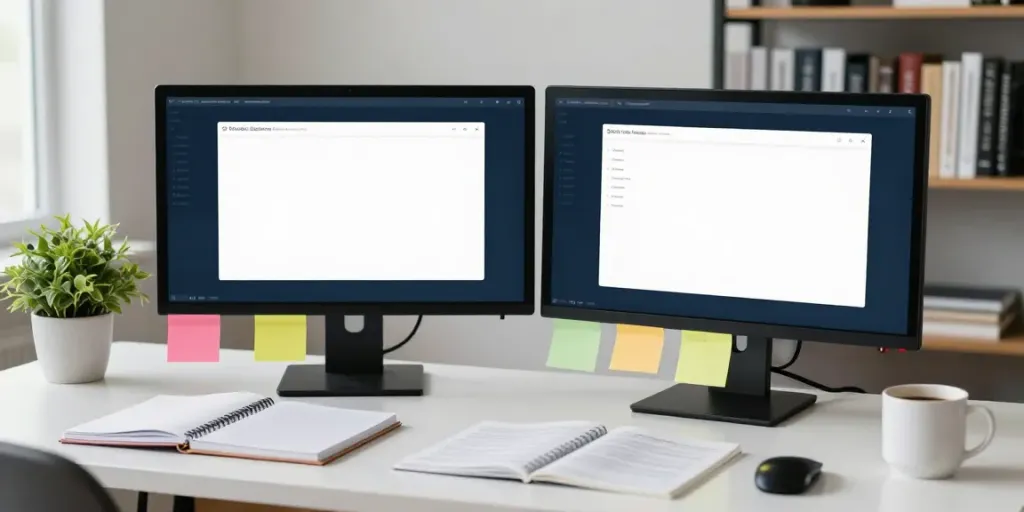 Content strategist analyzing instant indexing reports in a modern office.