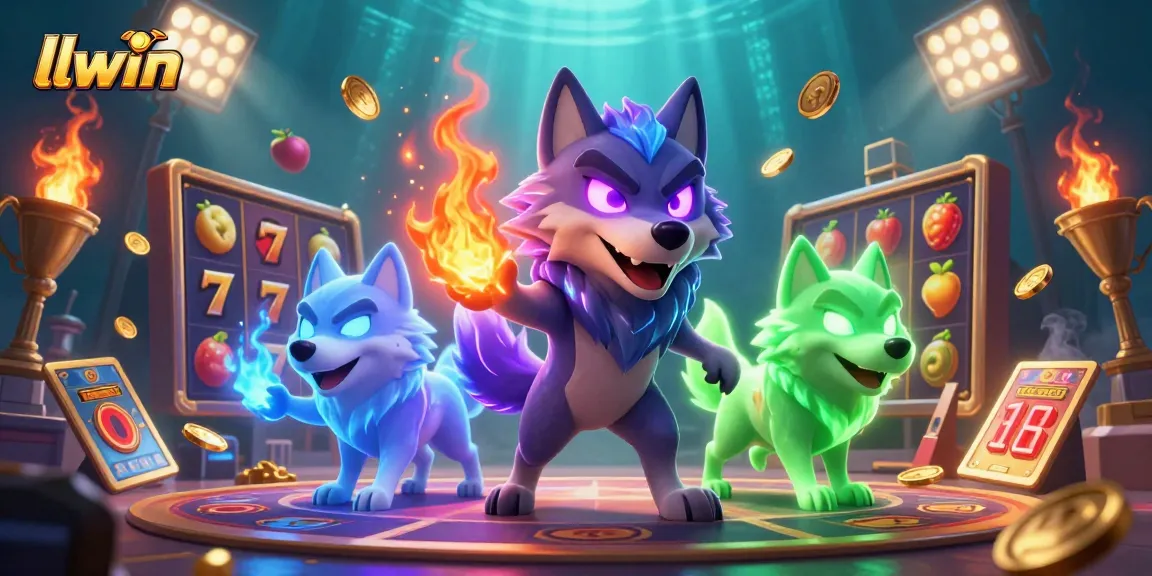 Experience thrilling jackpots with LLWIN's dynamic gaming scene featuring lucky 7s and slot reels.