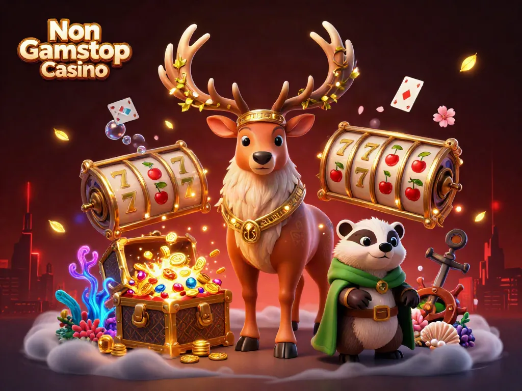 Experience the thrill at a Non Gamstop Casino with vibrant characters and dynamic gaming elements.