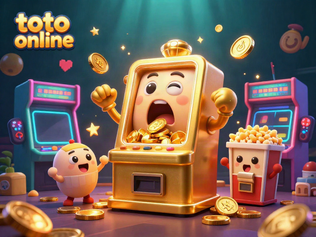 Experience the excitement of toto online with our vibrant slot machine illustration.