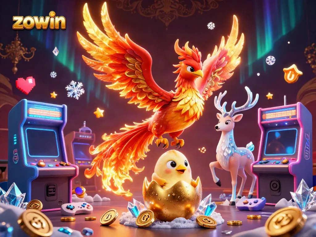 Experience the thrilling action of zowin with vibrant casino-themed characters in a dynamic 3D illustration.