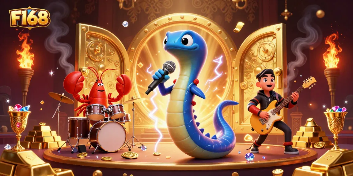 Experience F168's thrilling underwater casino scene featuring vibrant characters and dazzling treasures.