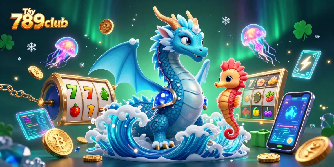 Tải 789club and enjoy thrilling slot games alongside an azure water dragon and seahorse knight.