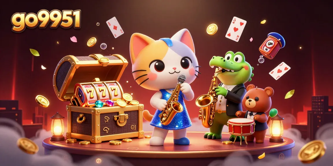 Engage in thrilling gameplay at go9951 with a lively casino scene featuring animated characters and dynamic visuals.