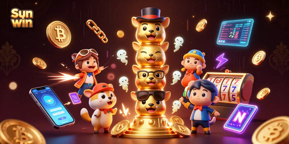 Engage in thrilling gameplay at Sun win with vibrant neon coins and animated casino elements.